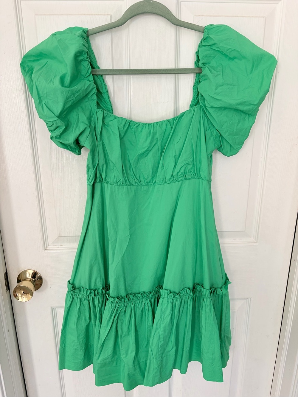 Lilly Pulitzer Bright Green Puff-Sleeve Tiered Dress
